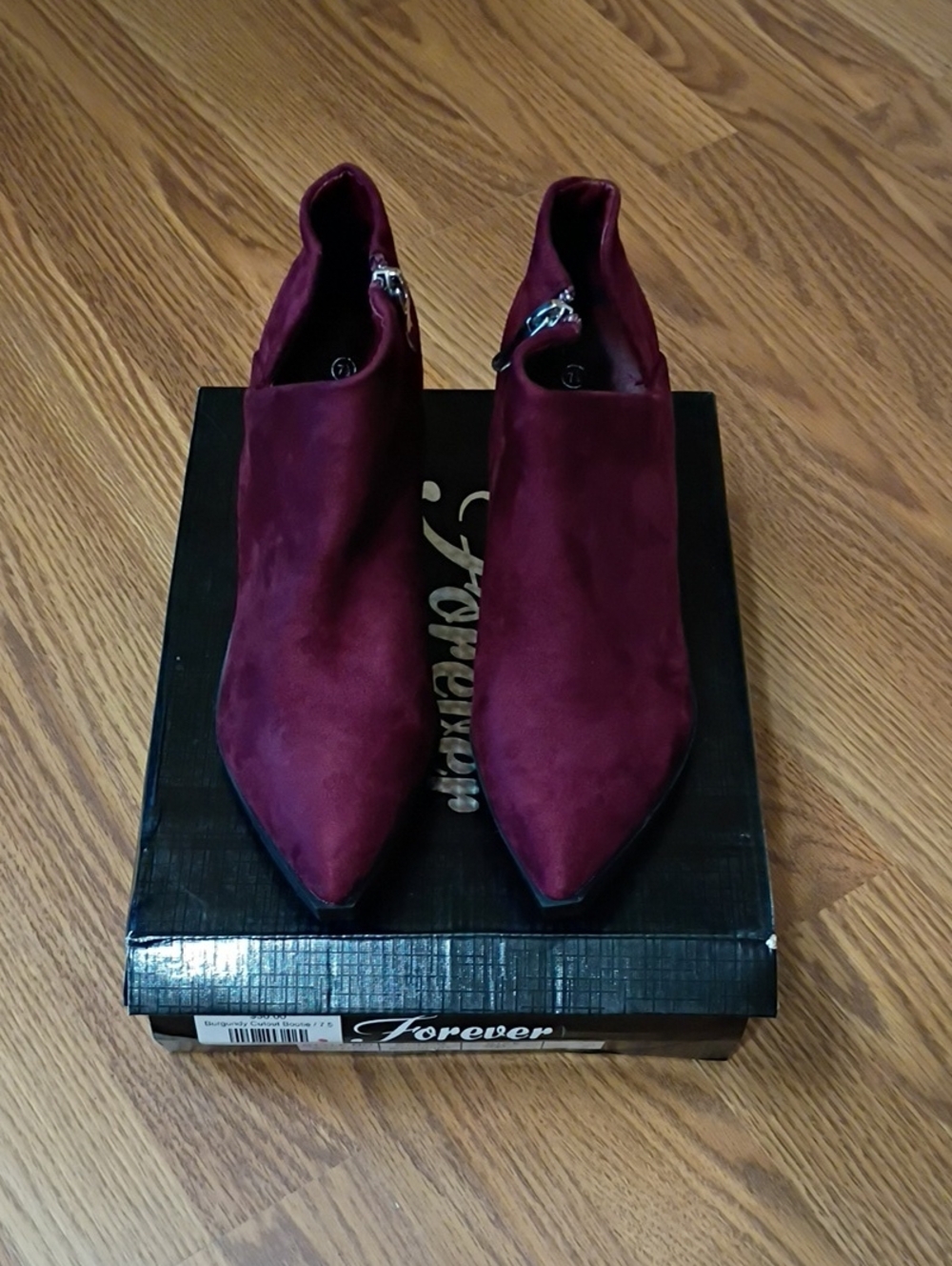 Forever by Forever Link. Burgundy Pointed Toe Cutout Bootie.
